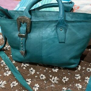 Free People Bandera Western Crossbody Bag Teal Blue